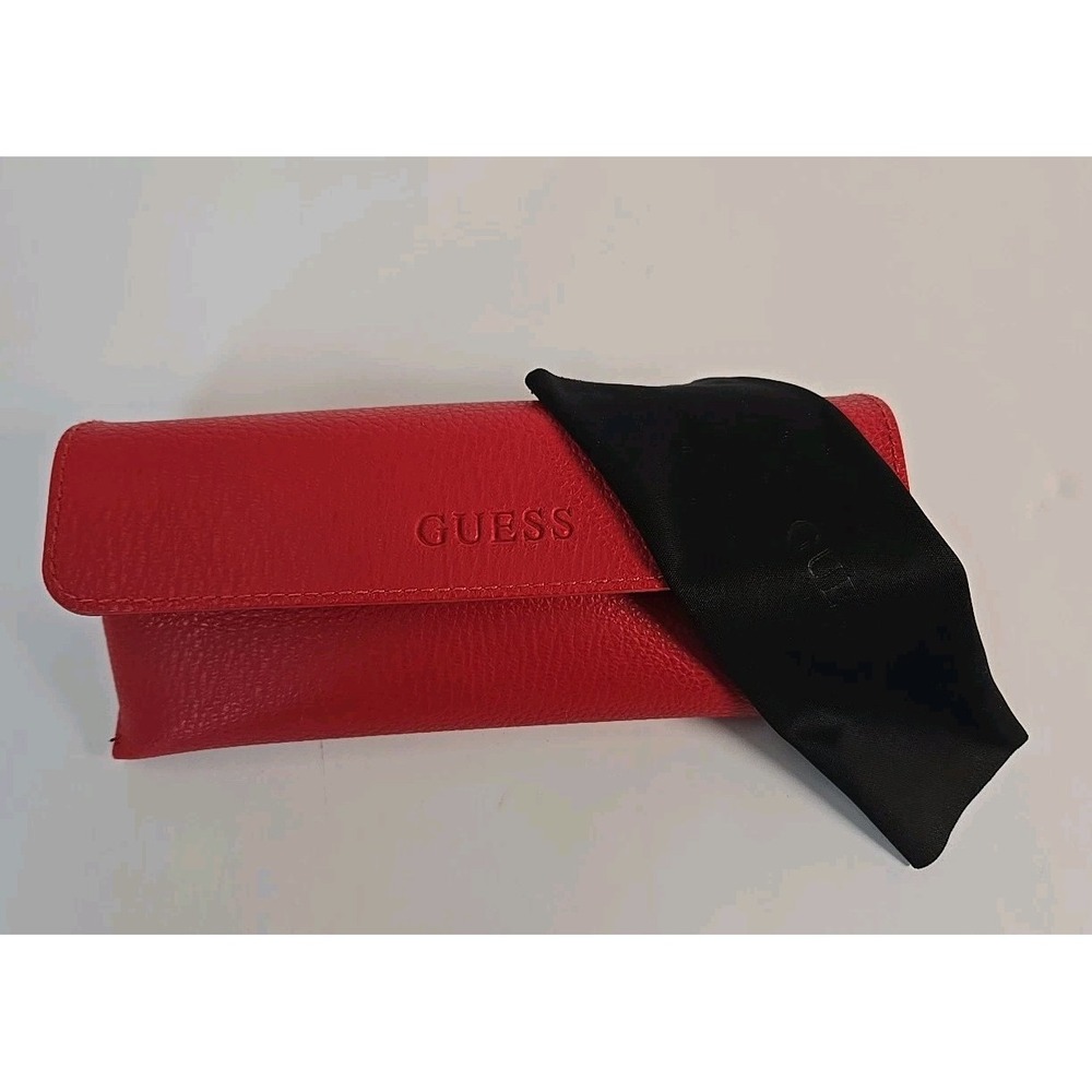 GUESS Red Semi Soft Eyeglasses Faux Leather Case w/ Cleaning Cloth